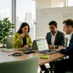 Business team in UAE conference room working together
