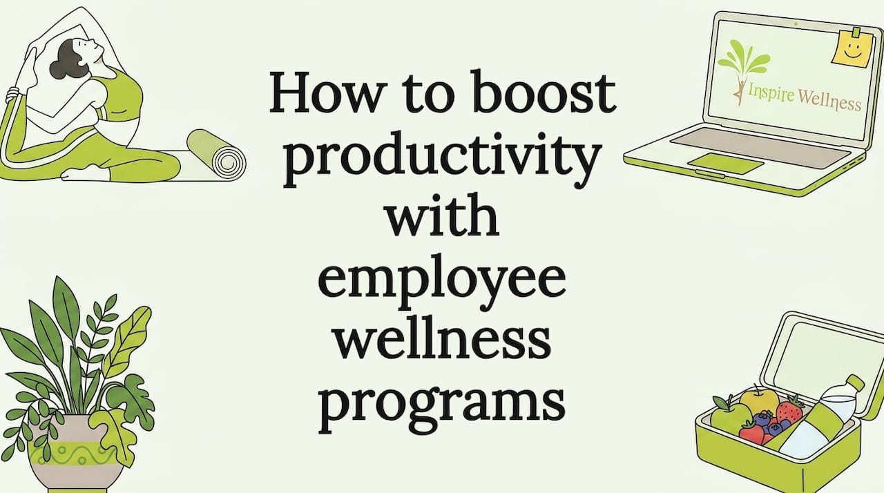 Flat vector wellness graphic framing the title area