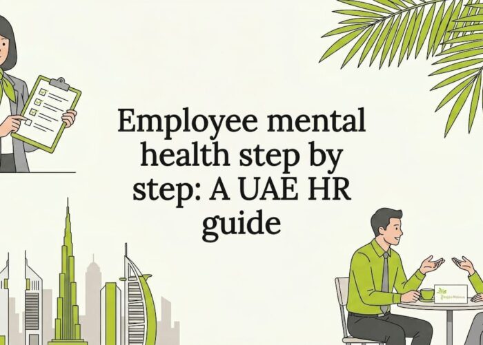Decorative title card showing UAE HR and wellness icons