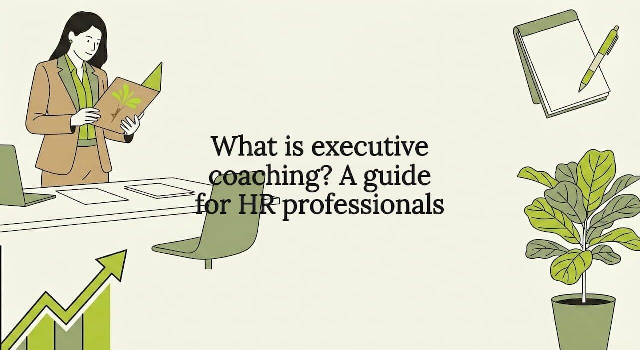 Professional blog title card with coaching-themed vector illustrations