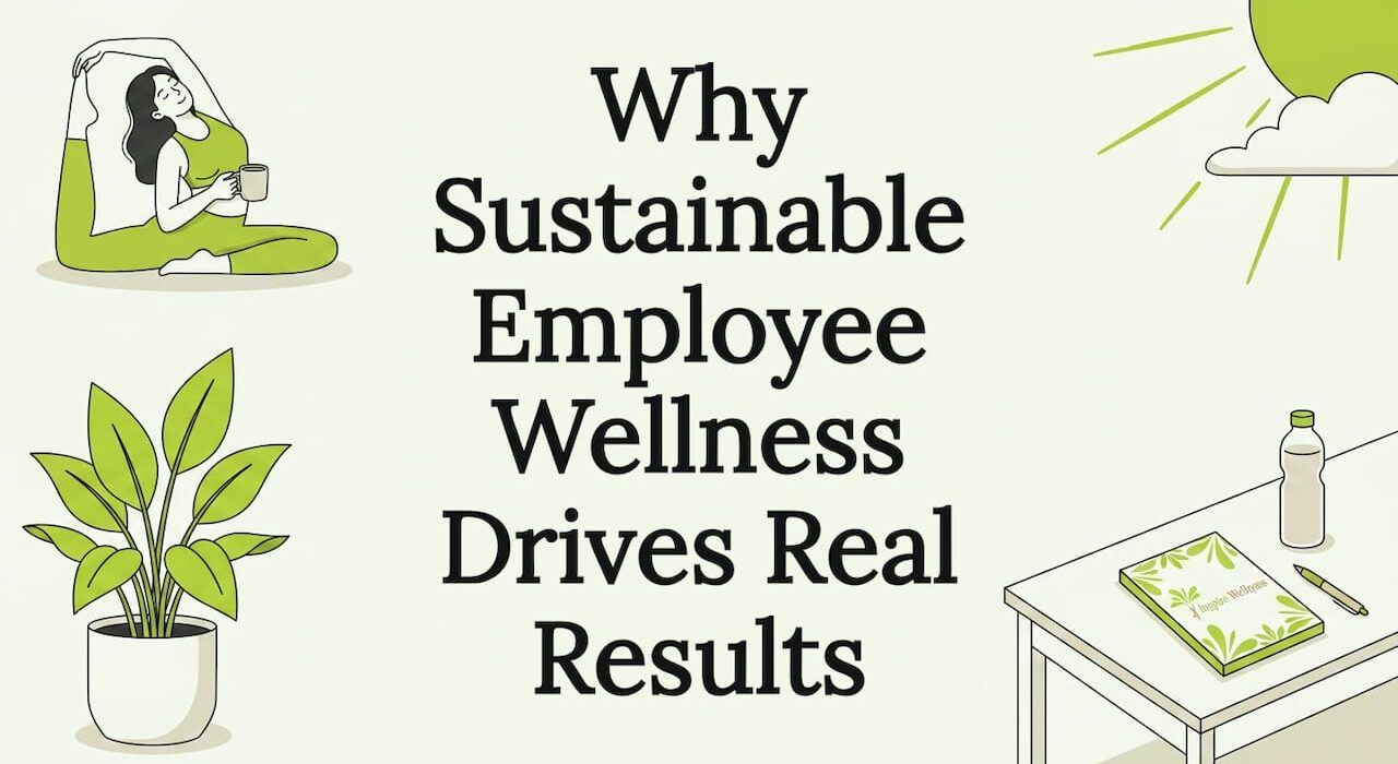 Decorative employee wellness title card illustration