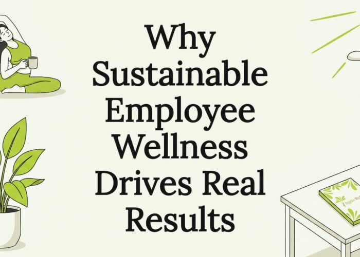 Decorative employee wellness title card illustration