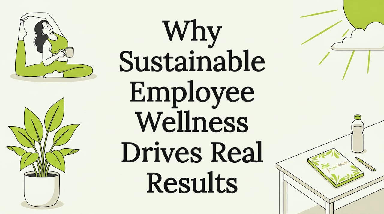 Decorative employee wellness title card illustration