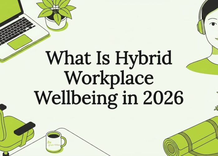 Decorative vector illustration cornered with hybrid wellbeing icons