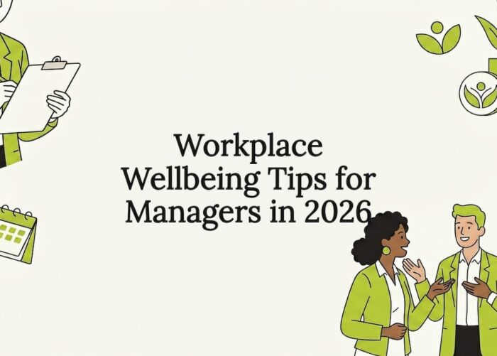 Flat vector workplace wellness title card