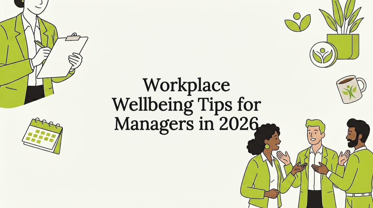 Flat vector workplace wellness title card