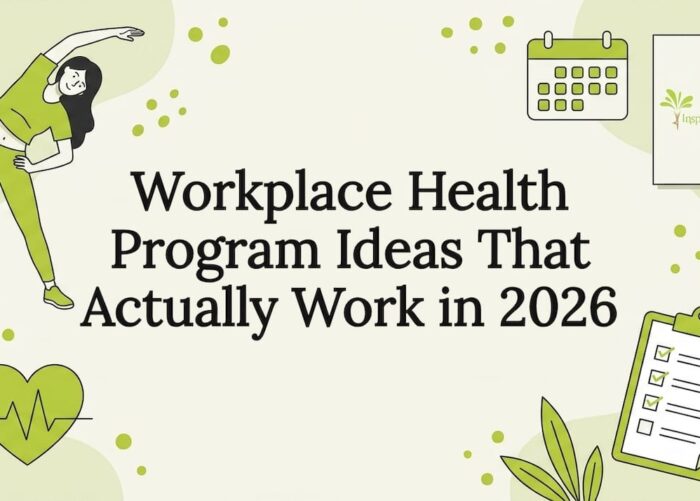 Decorative title card illustration with health and wellness icons