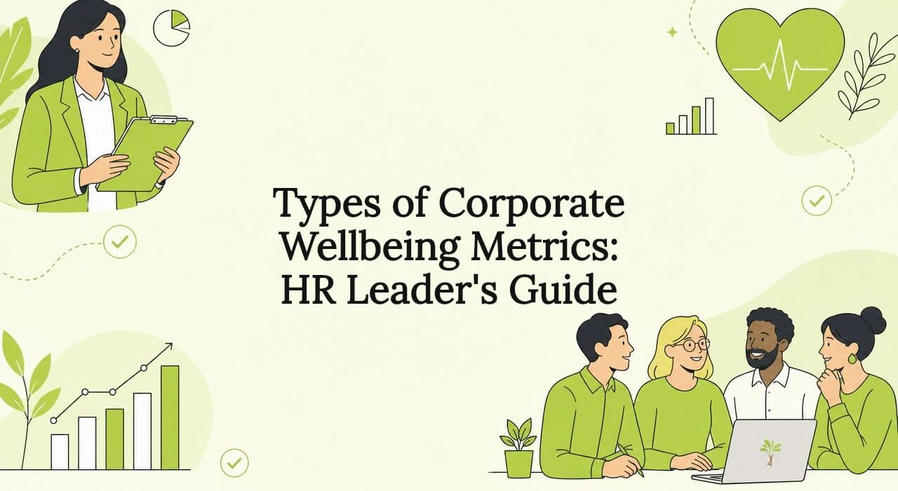 Decorative corporate wellbeing metrics title card