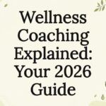Decorative wellness coaching title card illustration