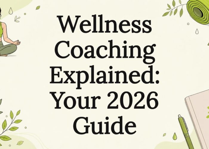 Decorative wellness coaching title card illustration