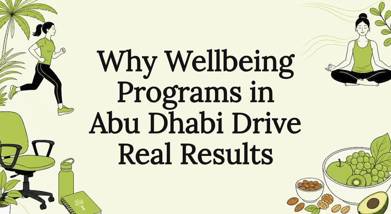 Decorative wellbeing title card illustration