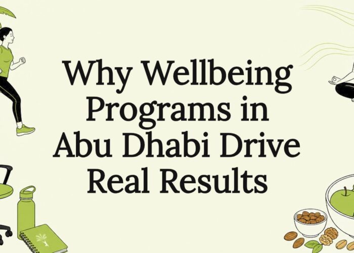 Decorative wellbeing title card illustration