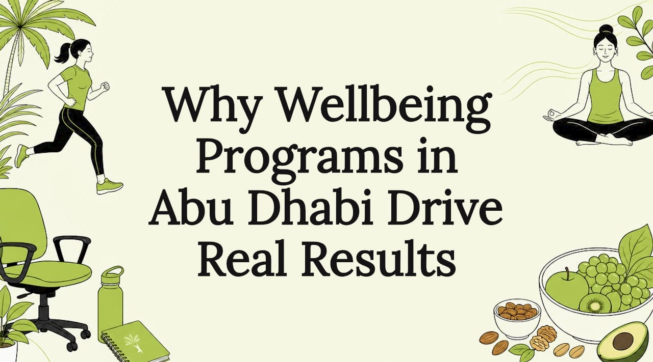 Decorative wellbeing title card illustration