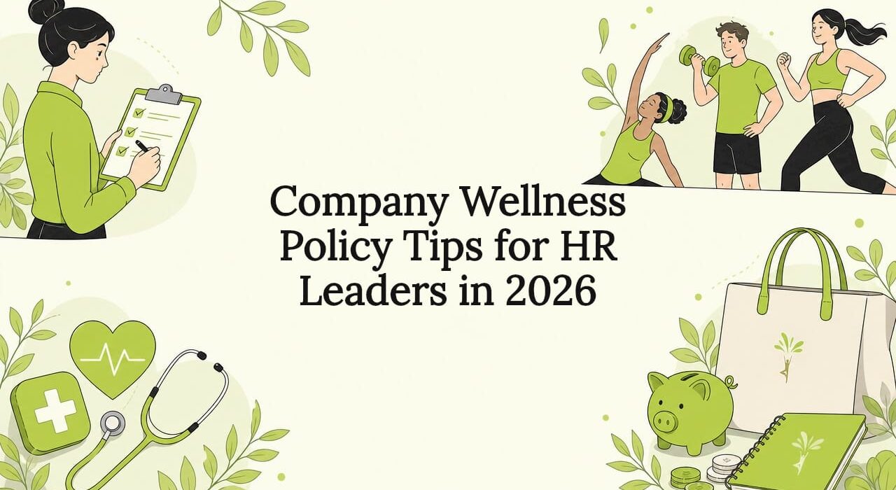 Decorative title card with wellness icons