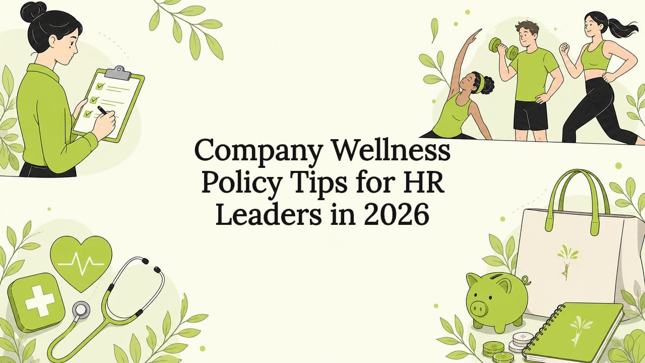 Decorative title card with wellness icons