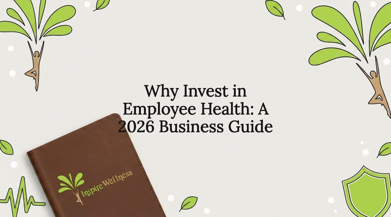 Styled illustrated title card for employee health article