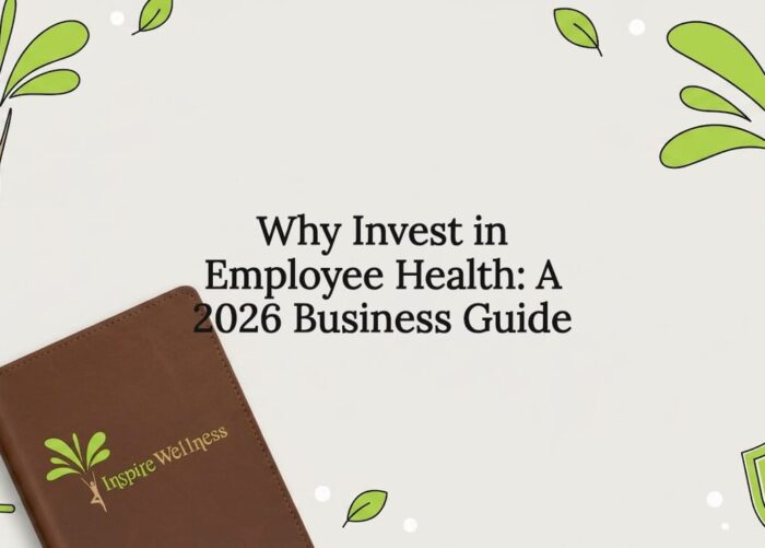 Styled illustrated title card for employee health article