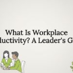 Decorative illustration framing workspace productivity title