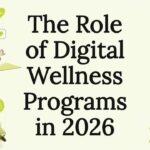 Decorative digital wellness title card illustration