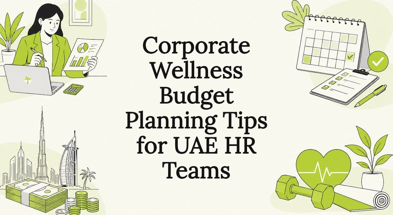 Decorative title card with wellness and budget icons