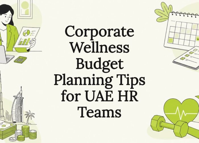 Decorative title card with wellness and budget icons