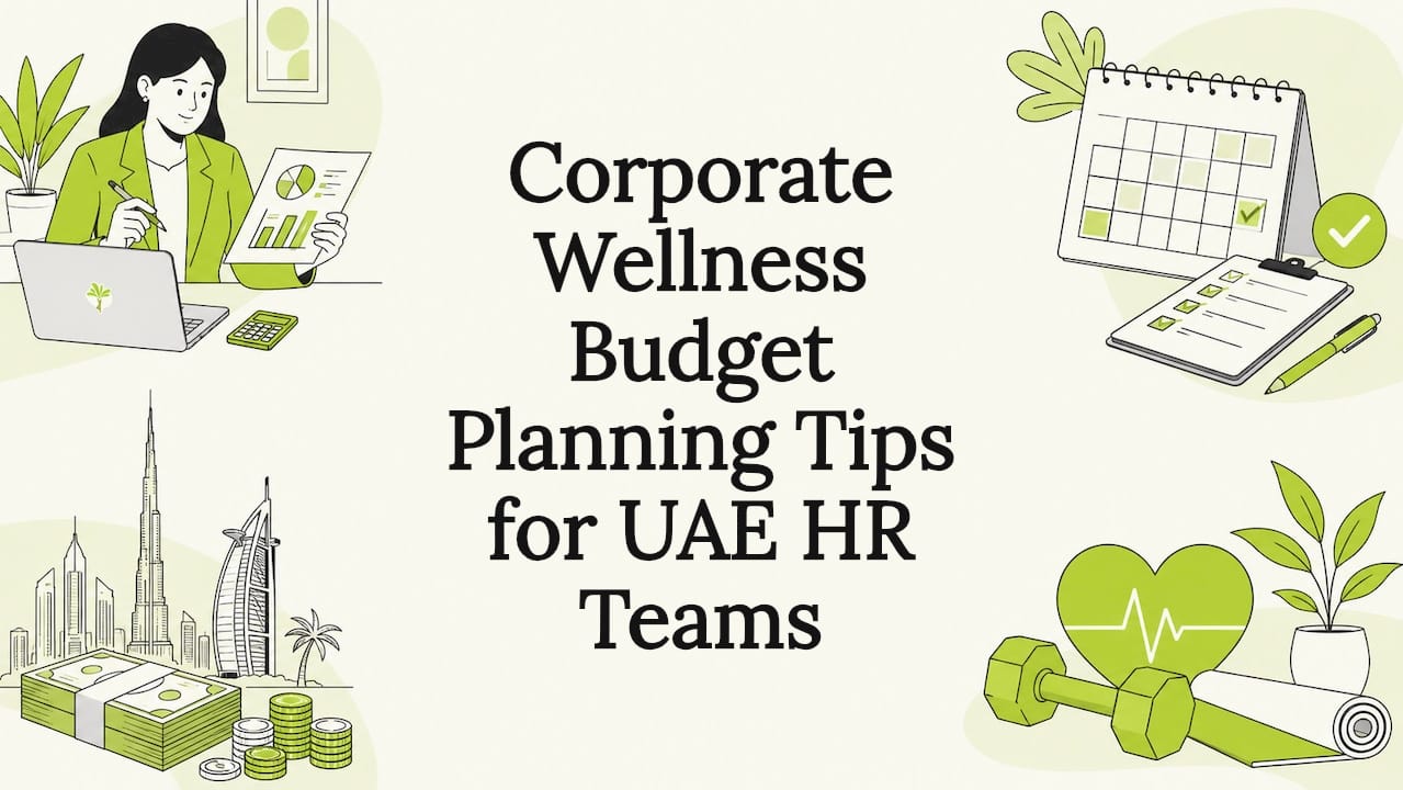 Decorative title card with wellness and budget icons