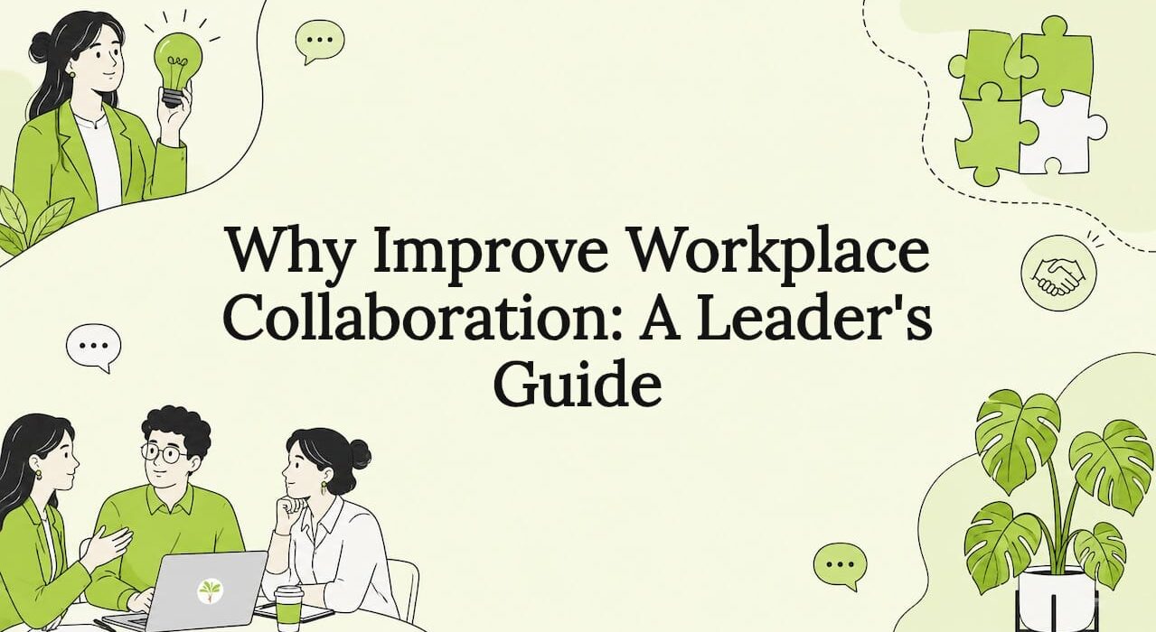 Decorative title card illustration for workplace collaboration