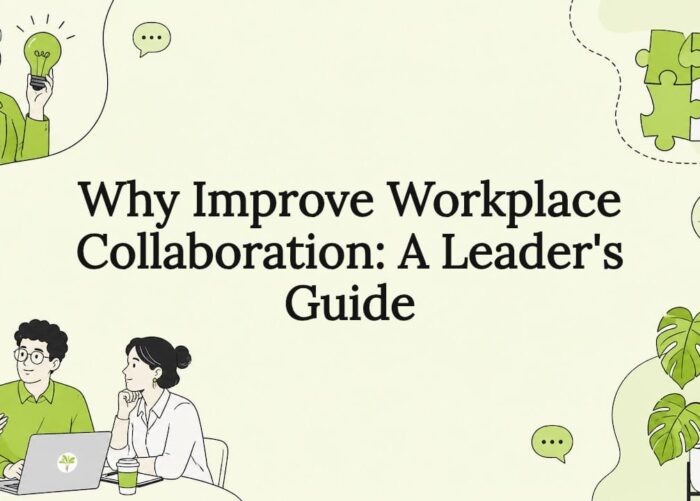 Decorative title card illustration for workplace collaboration
