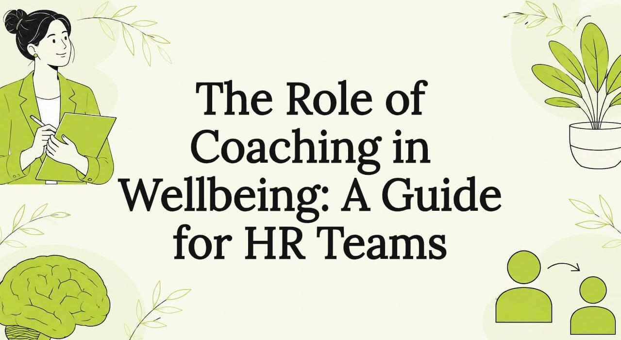 Decorative coaching wellbeing title card illustration