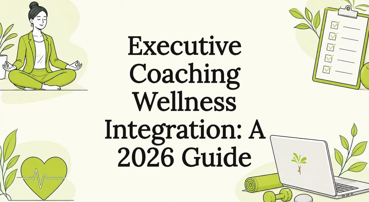 Decorative executive coaching wellness title card illustration