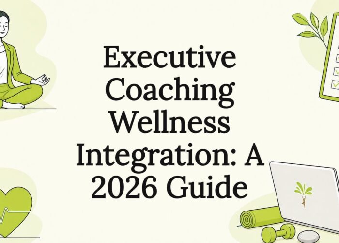 Decorative executive coaching wellness title card illustration