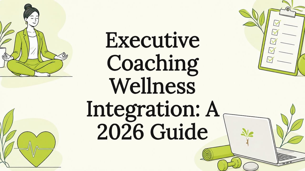 Decorative executive coaching wellness title card illustration