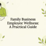 Decorative family business wellness title card illustration