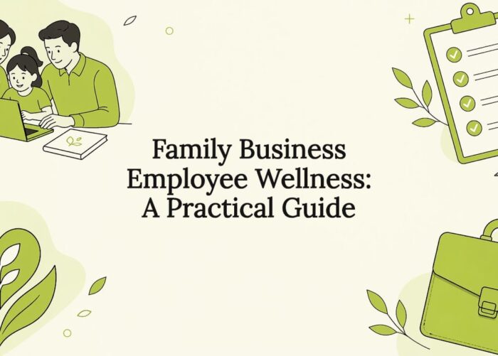 Decorative family business wellness title card illustration