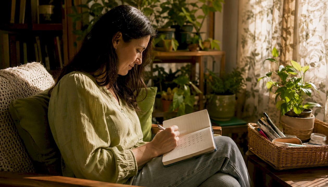Close-up of journaling for habit change