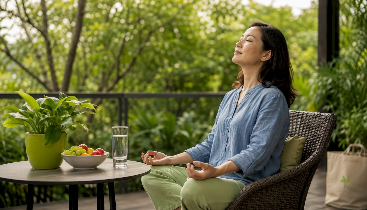 Woman practicing emotional resilience at work