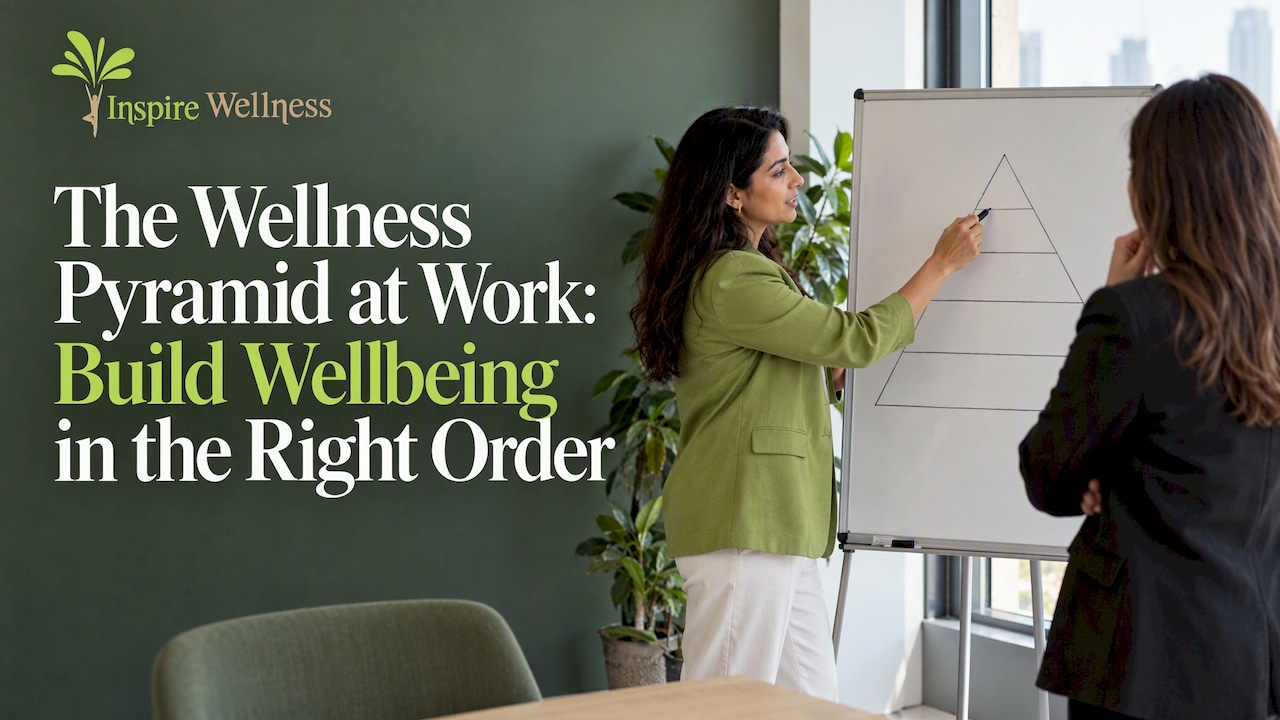 HR leaders reviewing a workplace wellbeing pyramid