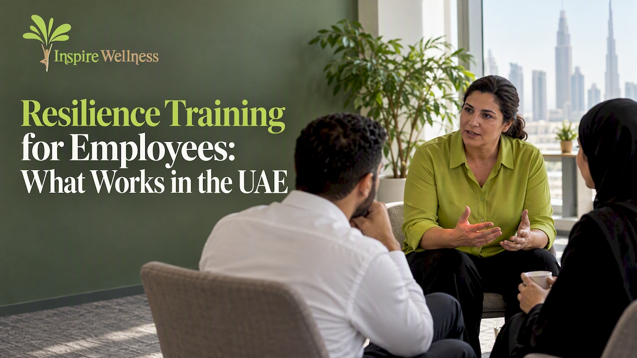 Employees taking part in a resilience debrief