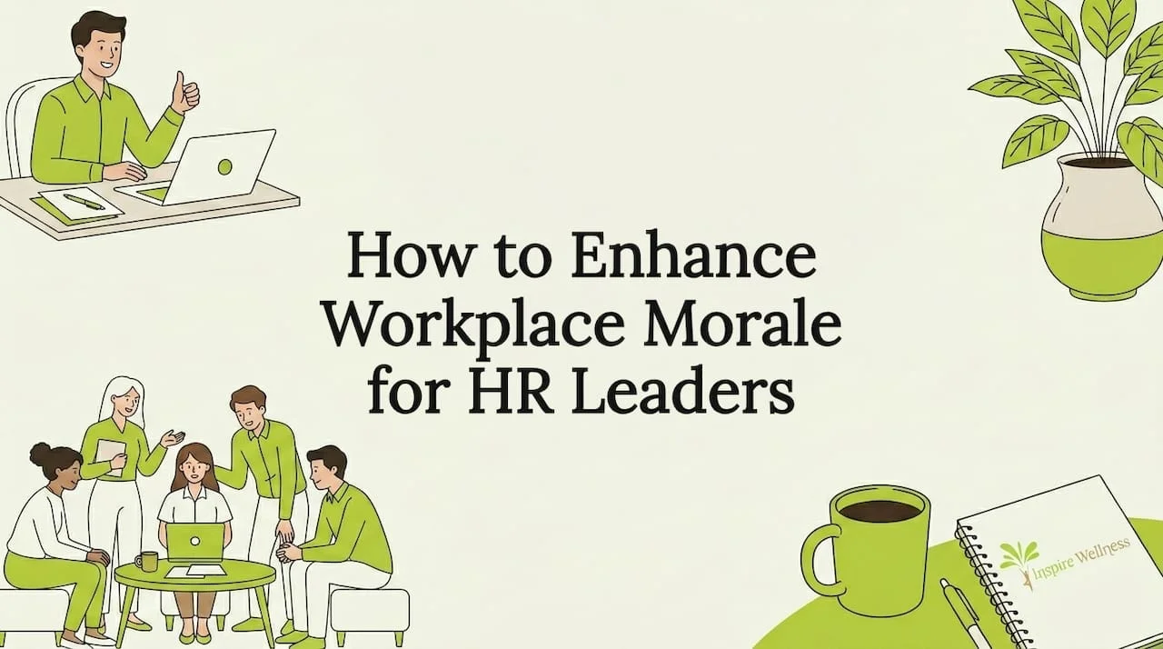 Decorative title card for workplace morale article