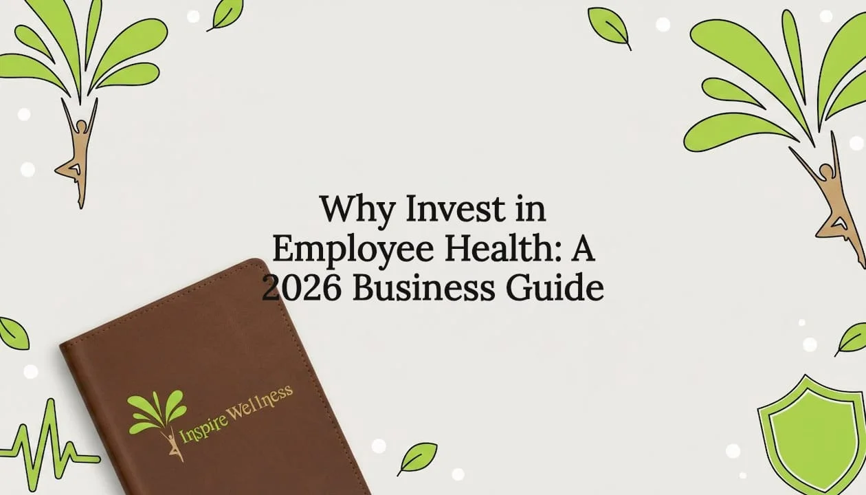 Styled illustrated title card for employee health article